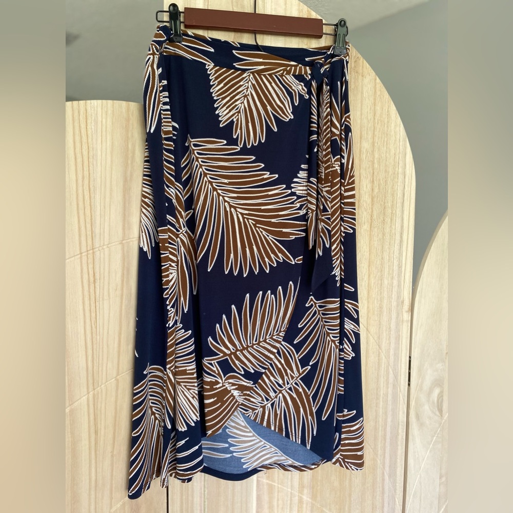 Cato Navy Brown Wrap Skirt Medium